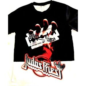 Judas Priest Men’s Shirt-British Steel Album Cover Large